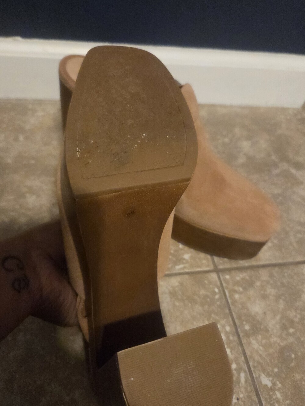 Gianni Bini Womens Sotelo Brown Leather Buckle Chunky Heel Platform Clogs. Sz 11 - Picture 9 of 11